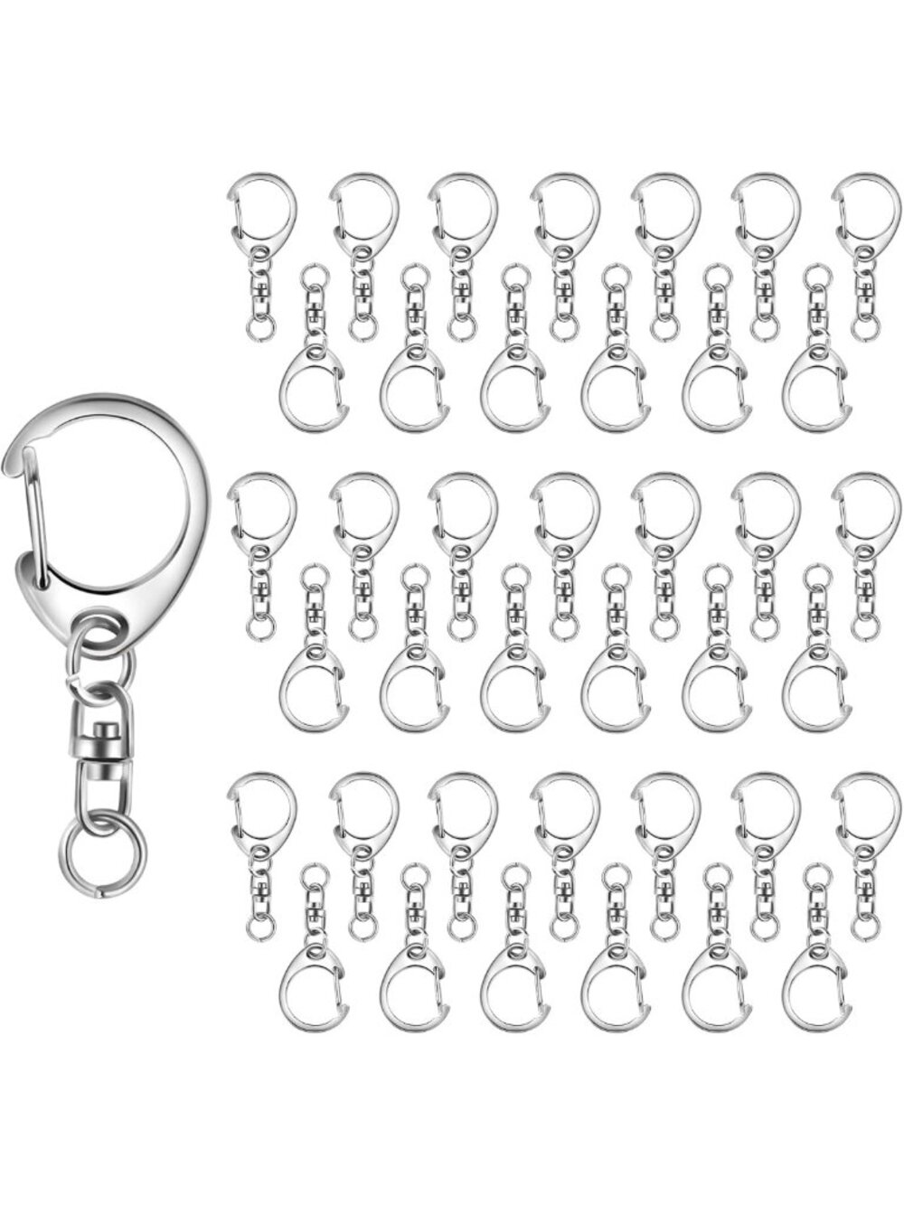 50 Pcs Lobster Clasp Keychain Clips, Swivel Snap Hooks for DIY Crafts & Lanyards